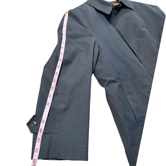 London Fog VTG men's navy trench over coat removable faux fur liner sz 40 XShort - Picture 12 of 15